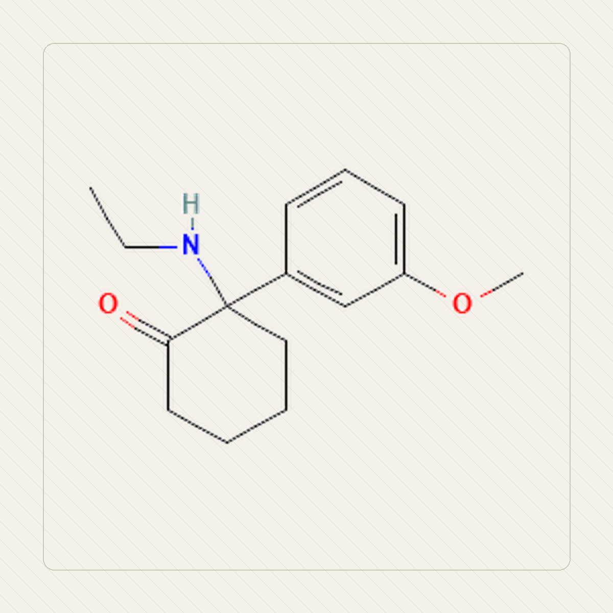 MXE Metoksetamina, educational illustration of the molecular structure