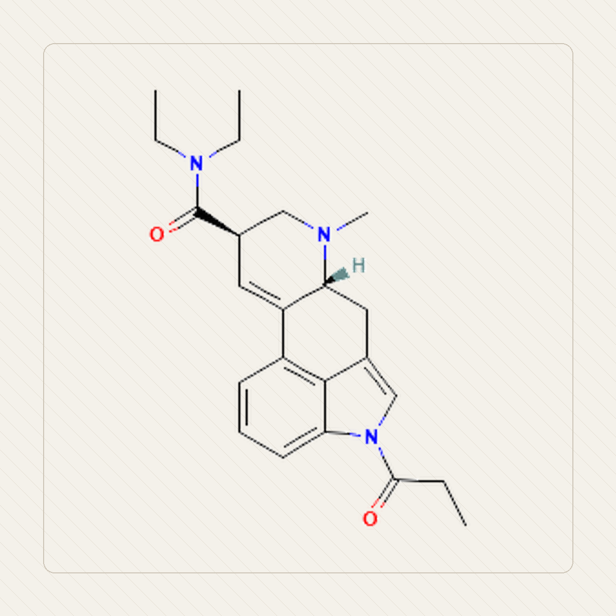 1P-LSD 1-propionylo-LSD, educational illustration of the molecular structure
