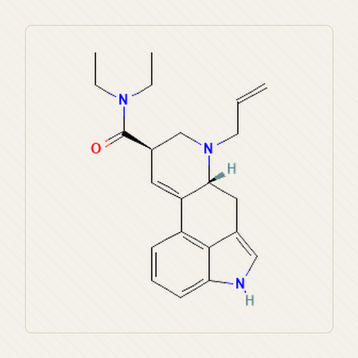 AL-LAD 6-allilo-6-nor-LSD, educational illustration of the molecular structure