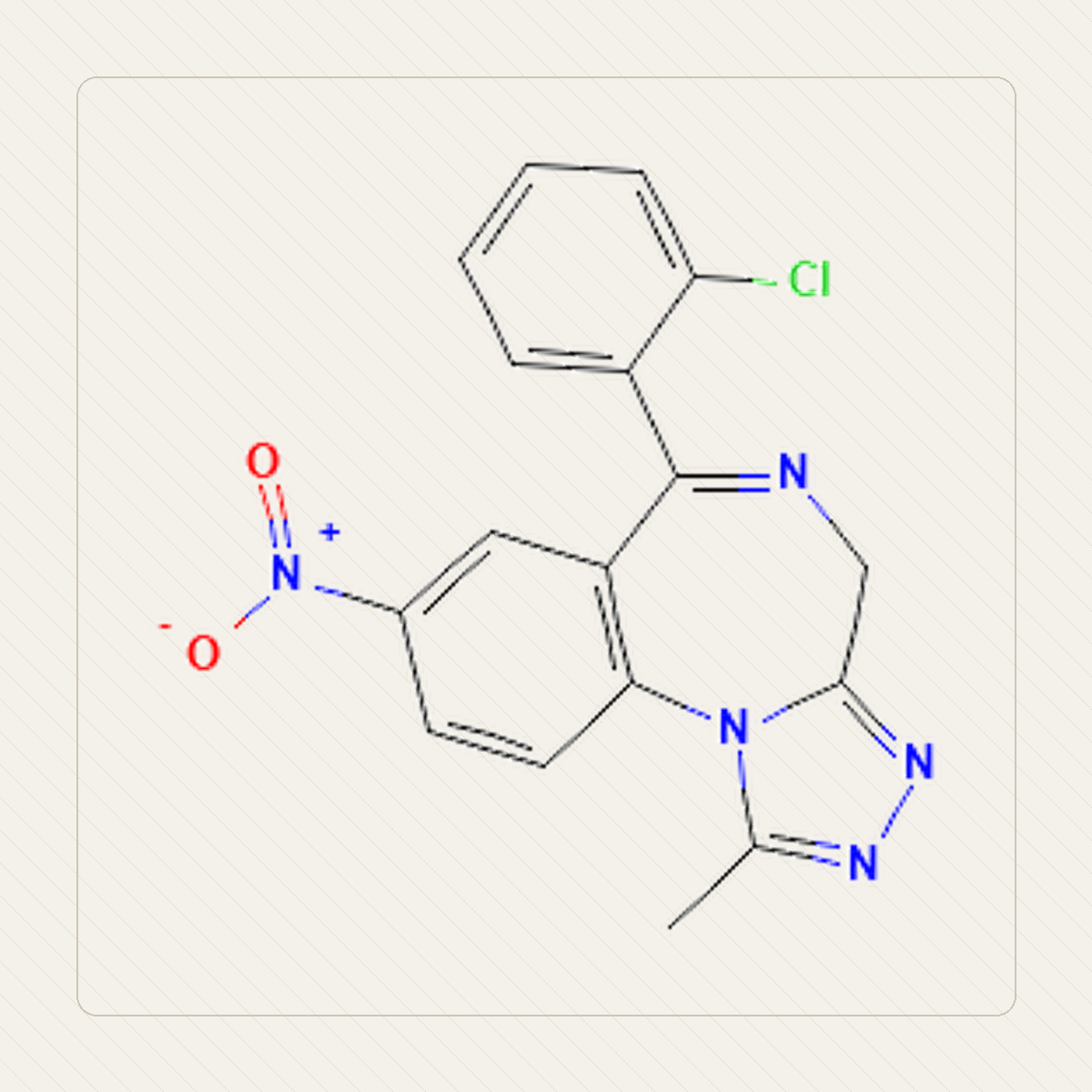 Klonazolam, educational illustration of the molecular structure