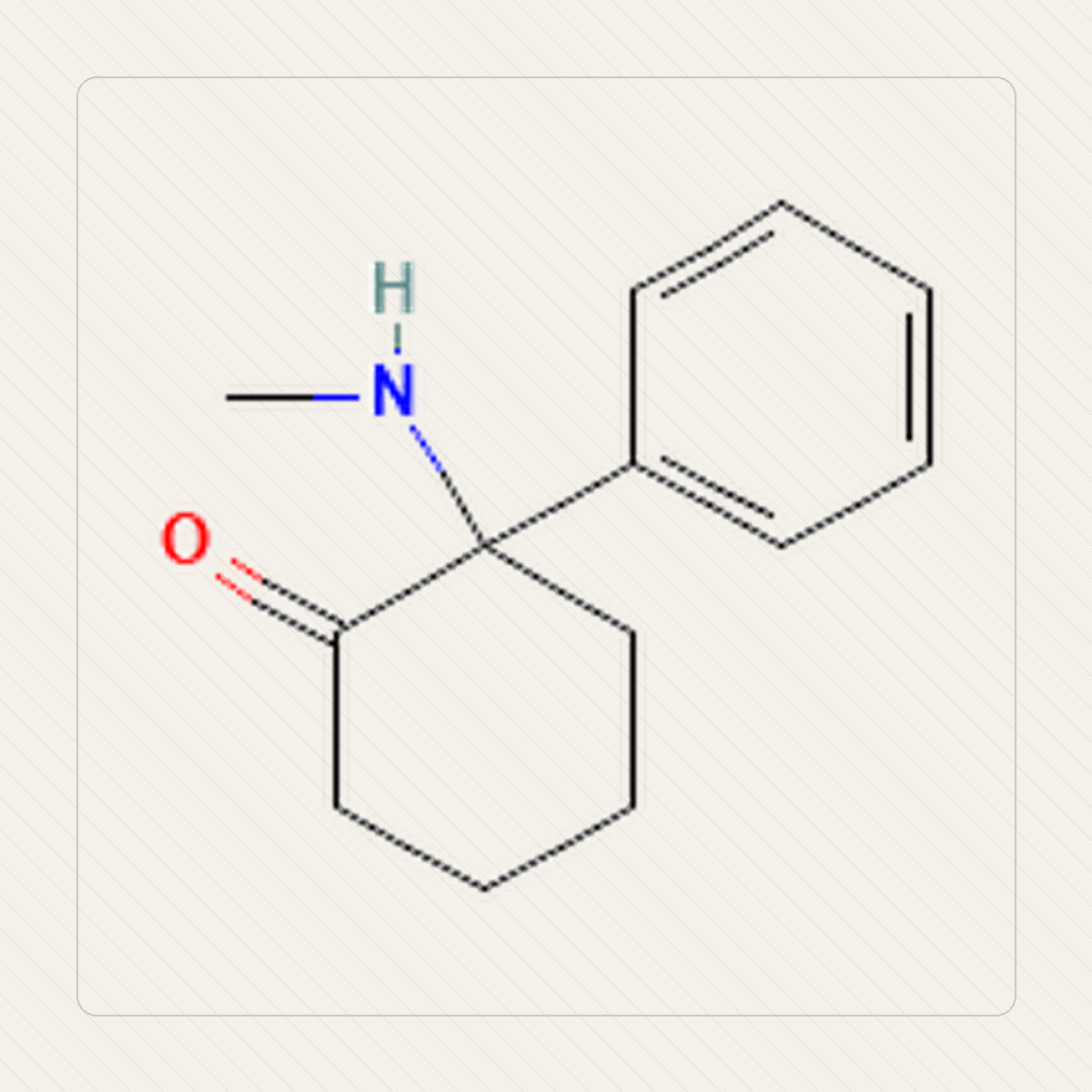 DCK Deschloroketamina, educational illustration of the molecular structure